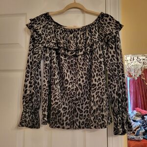 MICHAEL Michael Kors Black and White Animal Print Blouse S